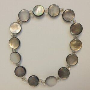 Gemstone Beaded Gray To Black In Color Stretch Bracelet